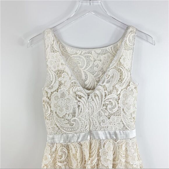 Aidan Mattox Cream Lace Overlay Women’s Fit/Flare Formal/Cocktail Dress Sz 4 - Picture 6 of 16